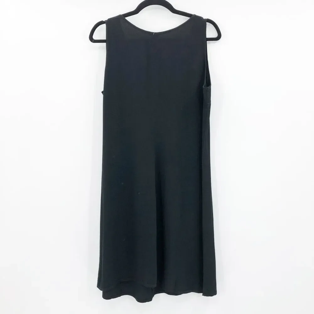 J. Crew Women's Black V Neck Sleeveless Mini Dress Size L - Picture 2 of 3